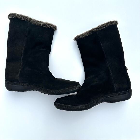 Stuart Weitzman Women's Winter Boots Black suede Faux Fur with Toggle - Picture 5 of 7